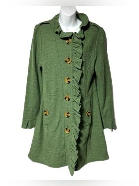Talie Wool Ruffle Longline Cardigan Duster Coatigan Boho Large Y2K Whimsigoth